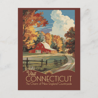 Connecticut Platteland Reizen Kunst Vintage Briefkaart