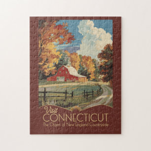 Connecticut Platteland Reizen Kunst Vintage Legpuzzel
