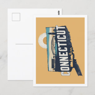 Connecticut Retro Travel Design Iconische Amerikaa Briefkaart