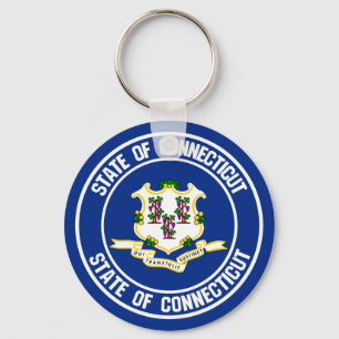 Connecticut Round Embleem Sleutelhanger