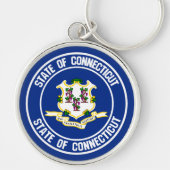 Connecticut Round Embleem Sleutelhanger (Voorkant)