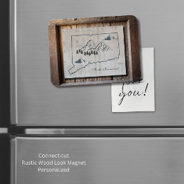 Connecticut Rustic Wood Lijst Mountains Magneet