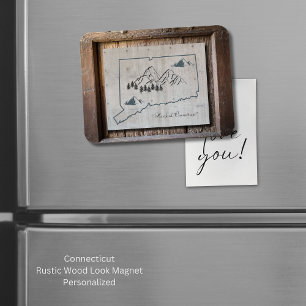 Connecticut Rustic Wood Lijst Mountains Magneet