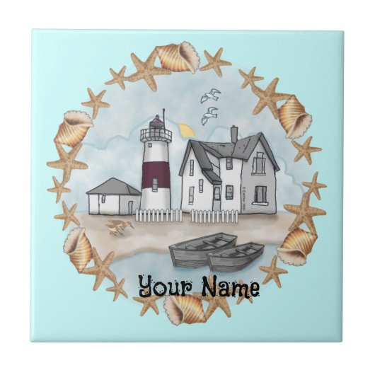 Connecticut Shells Lighthouse tegel Tegeltje (Voorkant)