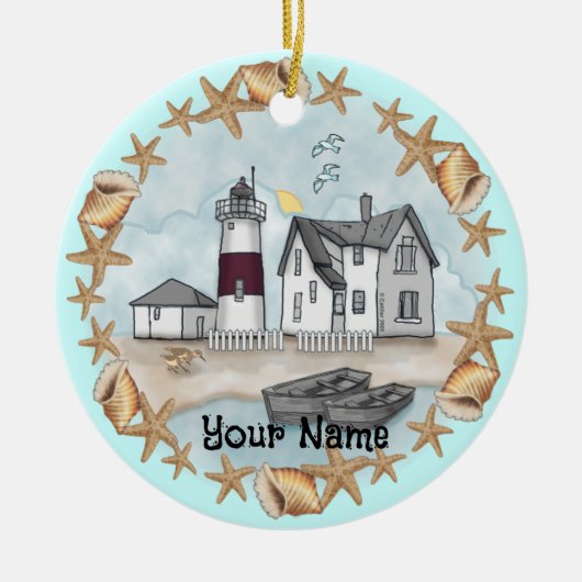Connecticut Shells Vuurtoren Ornament (Voorkant)