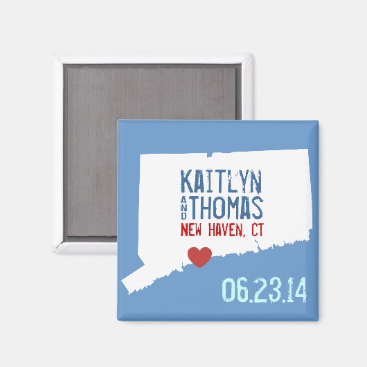 Connecticut Sla de datum op -  stad Magneet (Voorkant / Achterkant)