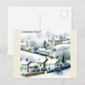 Connecticut Snowy Winter Village Illustration Briefkaart (Voorkant / Achterkant)