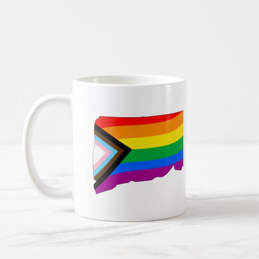 Connecticut Staats Trots LGBTQ Voortgang Trots Koffiemok (Links)