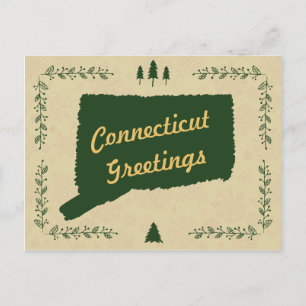 Connecticut State Kerstvakantie Groeten Feestdagenkaart