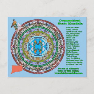 Connecticut State Mandala Postcard Briefkaart
