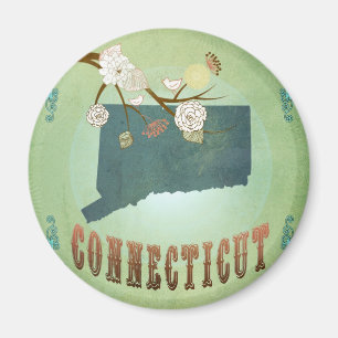 Connecticut State Map - groen Magneet