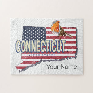 Connecticut Verenigde Staten retro state kaart Legpuzzel