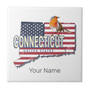 Connecticut Verenigde Staten retro state kaart  Tegeltje