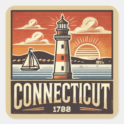 Connecticut Vierkante Sticker (Voorkant)