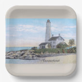 Connecticut vuurtoren papieren bordje (Voorkant)