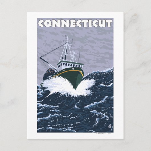 ConnecticutCrab Vist Boat Scene Briefkaart (Voorkant)