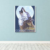 ConnecticutHowling Wolf Canvas Afdruk (Insitu (Houten vloer))
