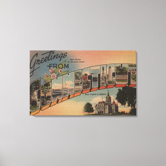 ConnecticutLarge Letter ScenesConnecticut Canvas Afdruk (Voorkant)