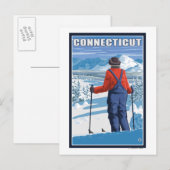 ConnecticutSkier-aanpassingsUitzicht Briefkaart (Voorkant / Achterkant)
