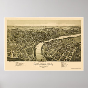 Connellsville, PA Panoramic Map - 1897 Poster
