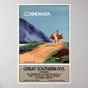 Connemara Ierland Vintage Reisposter Print