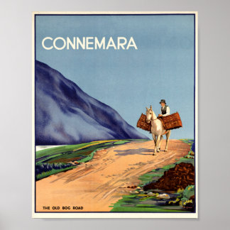Connemara Old Bog Road, Vintage Ierse reisprent Poster