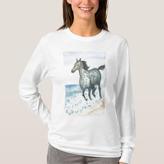 Connemara Pony Dames met lange mouwen T-shirt (Voorkant)