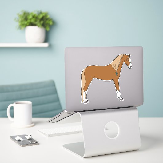 Connemara Pony - Kastanje Sticker (Laptop op bureau)