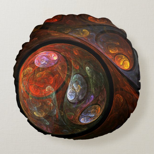 Connexion fluide Coussin circulaire Art Abstrait (Devant)