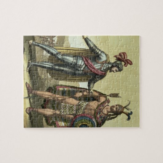 Conquistador met een Native American Chief (kleur) Legpuzzel (Horizontaal)