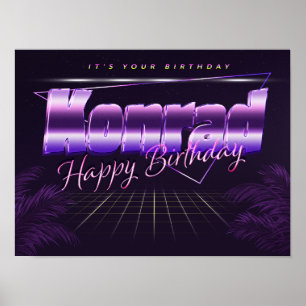 Conrad Name Prénom lila retro Poster Anniversaire