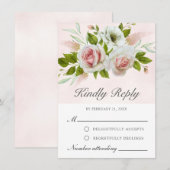 Conseil Aquarelle romantique rose Roses blanches carte RSV (Devant / Derrière)