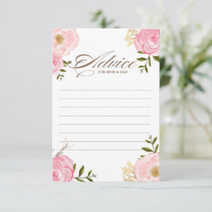 Conseil Baby shower de fleurs d'aquarelle rose Carte II