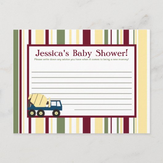 Conseil Baby shower de zone de construction Carte de conse (Devant)