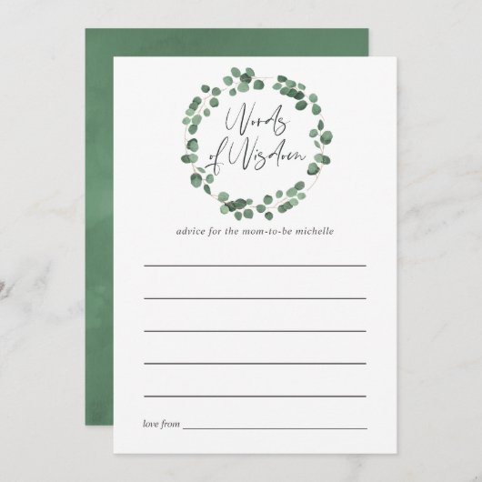 Conseil Baby shower Eucalyptus Vert (Devant / Derrière)