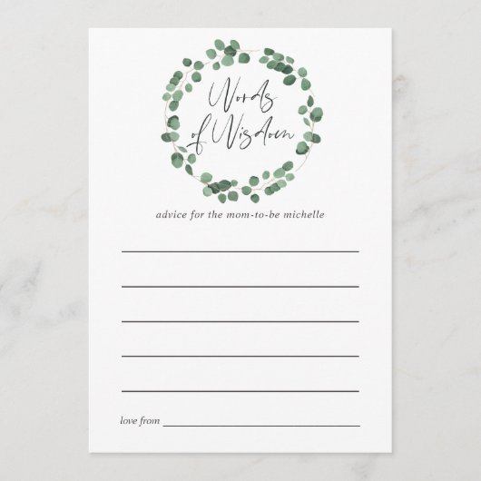 Conseil Baby shower Eucalyptus Vert (Devant)