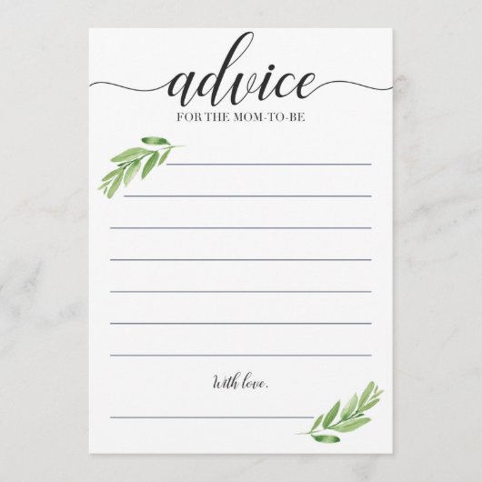 Conseil Baby shower vert pour maman d'être Cartes (Devant)