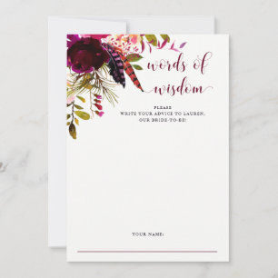 Conseil Boho Floral Carte Fête des mariées