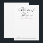 Conseil Calligraphie Mariage Mots de sagesse carte de cons<br><div class="desc">Cette calligraphie mariage mots de sagesse conseil carte est parfait pour un mariage rustique. Le design sobre et élégant est caractérisé par une typographie de script classique et sophistiquée en noir et blanc. Ces cartes sont parfaites pour un mariage, une douche nuptiale, un baby shower, une fête de remise de...</div>