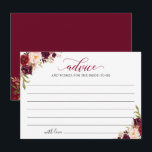 Conseil Carte Burgundy Red Blush Floral Conseils et Voeux<br><div class="desc">Ivory Green Gold Floral Greenery Mots de conseil et de voeux Carte. Pour plus de personnalisation,  veuillez utiliser l'outil de design de Zazzle pour modifier ce modèle.</div>