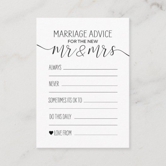 Conseil Carte D'Avis De Mariage Pour Le Nouveau M. Et Mme. (Devant)