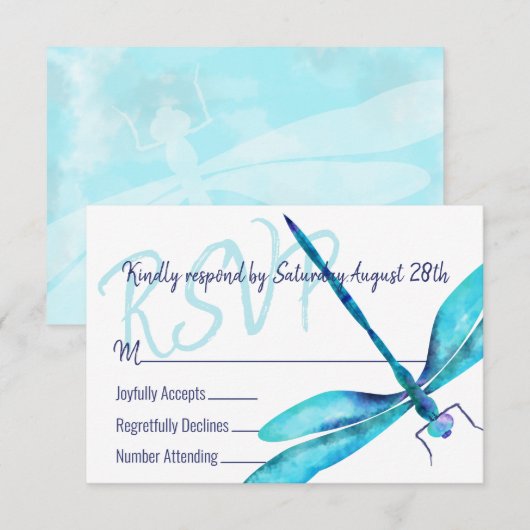 Conseil Carte de boîtier RSVP Turquoise Dragonfly (Devant / Derrière)