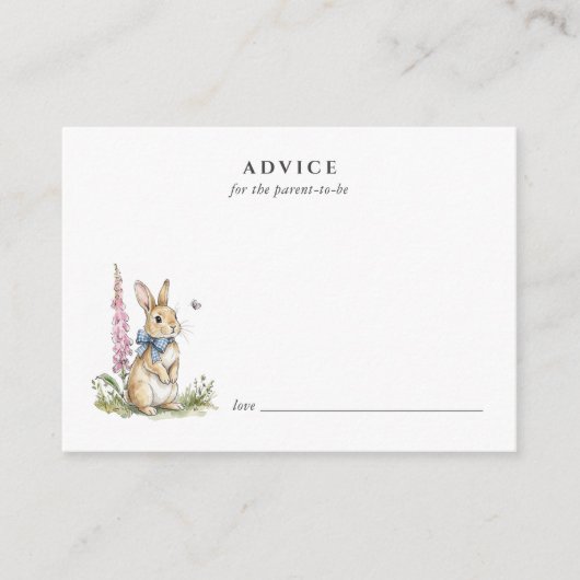 Conseil Carte de conseils bébé lapin aquarelle mignonne (Devant)