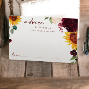 Conseil Carte de conseils de mariage automne tournesols ma