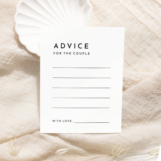 Conseil Carte de conseils de mariage blanc moderne gras
