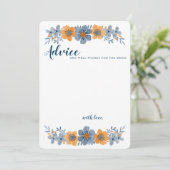 Conseil Carte de conseils de mariage Fleur Bleue et Orange (Debout devant)
