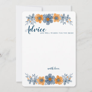 Conseil Carte de conseils de mariage Fleur Bleue & Orange 