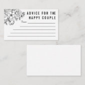 Conseil Carte de conseils de mariage floraux modernes noir (Devant / Derrière)