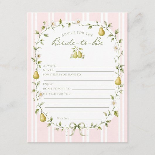 Conseil Carte de conseils de mariage Perfect Pear (Devant)