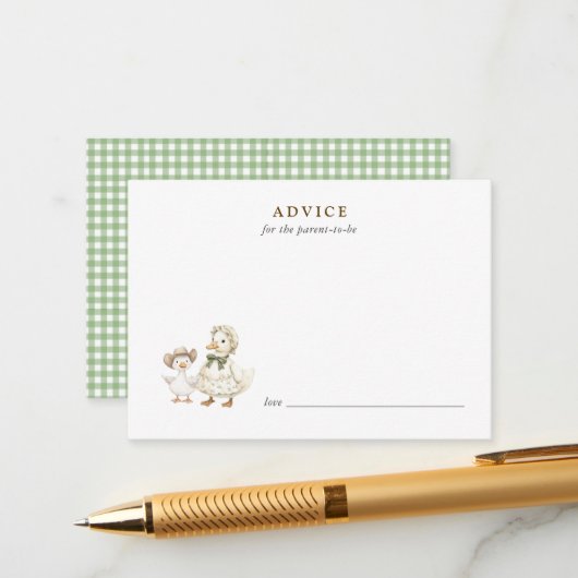 Conseil Carte de conseils de shower de bébé en gingham Sag (Devant/Arrière en situation)